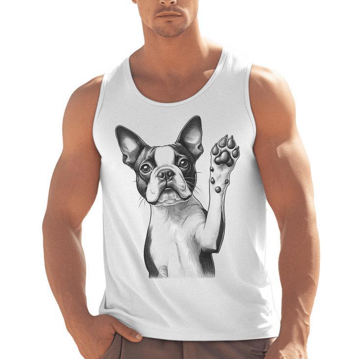 Boston Terrier Dog Raising Paw Idea Men Women Men Tank Top, trending gift