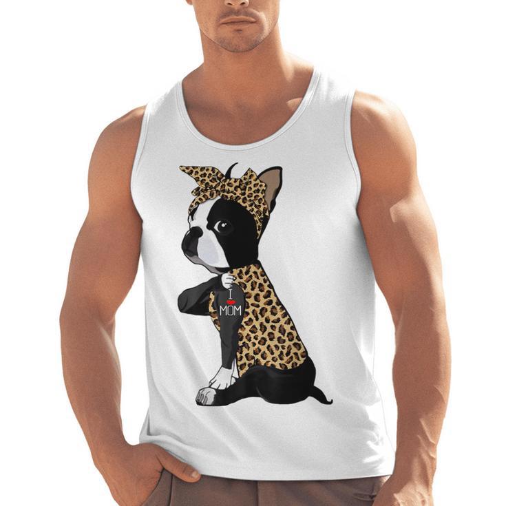 Boston Terrier Lover I Love Mom Tattoo Leopard Men Tank Top, Mom Gifts, Boston Terrier Mom Gifts, trending gift