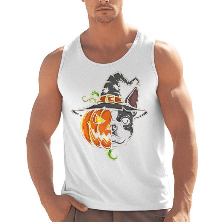 Boston Terrier Pumpkin Jack O Lantern Halloween Men Tank Top, Boston Terrier Halloween Gifts, trending gift
