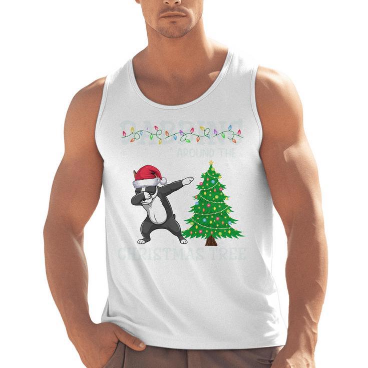 Boston Terrier Santa Hat Dabbing Around The Christmas Tree Men Tank Top, Boston Terrier Christmas Gifts, trending gift