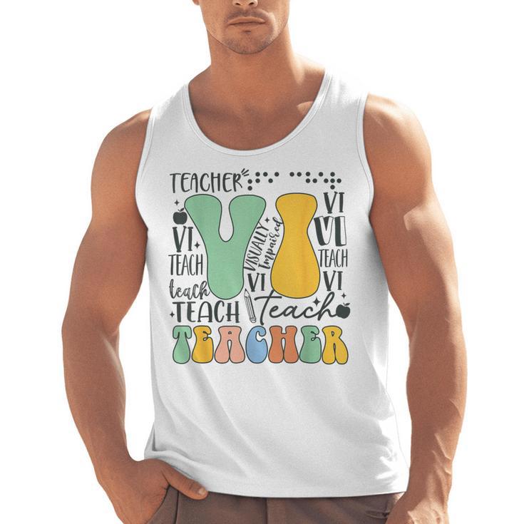 Braille Teacher Of The Visually Impaired Groovy VI Teacher Men Tank Top