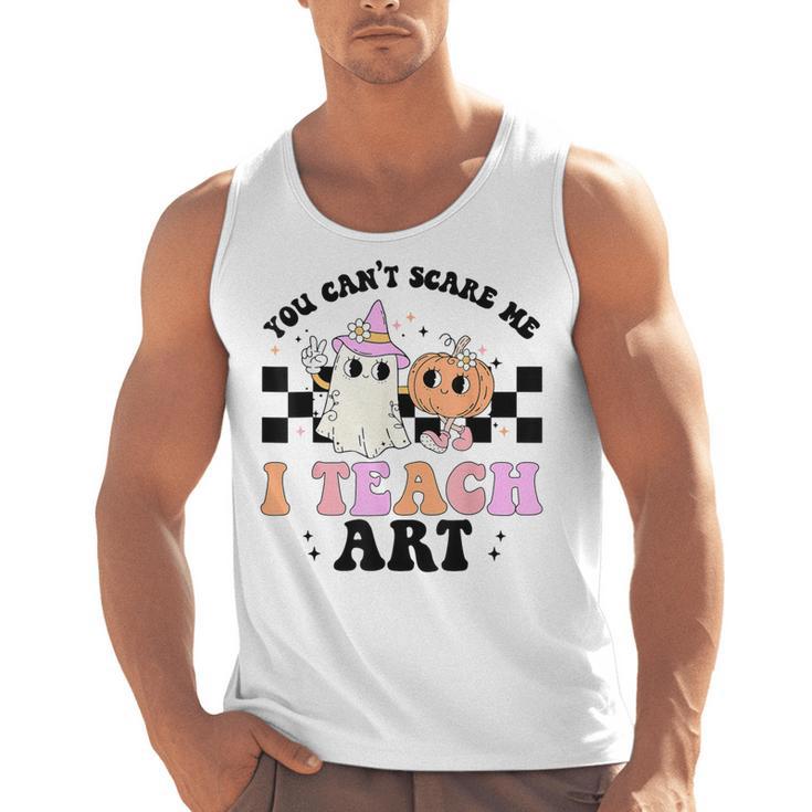 You Can't Scare Me I Teach Art Retro Teacher Ghost Halloween Men Tank Top
