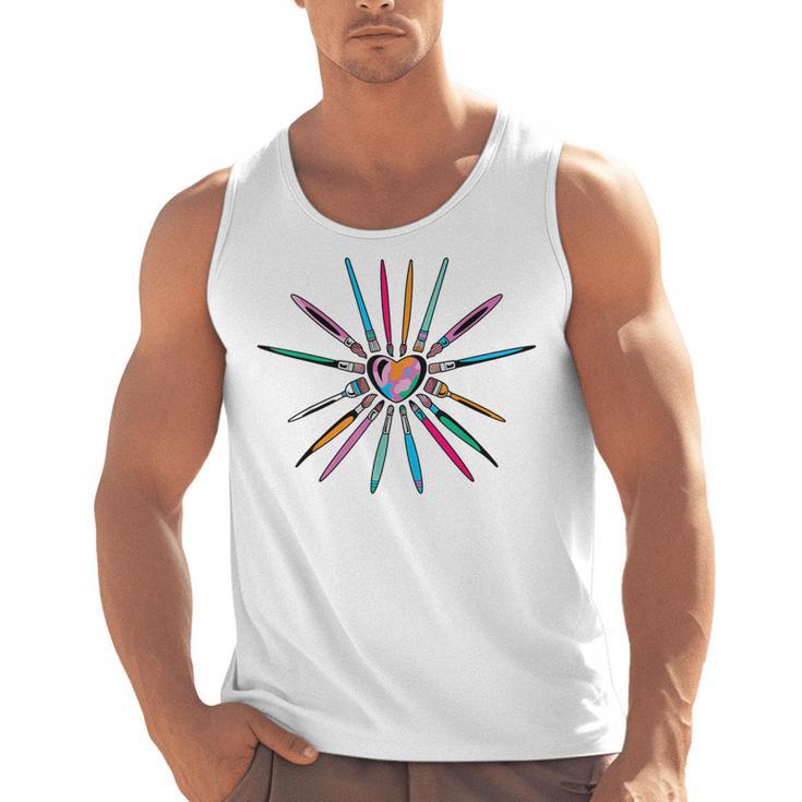 Cool Brush Heart Shape Art Teacher Paint For Artist Painter Men Tank Top