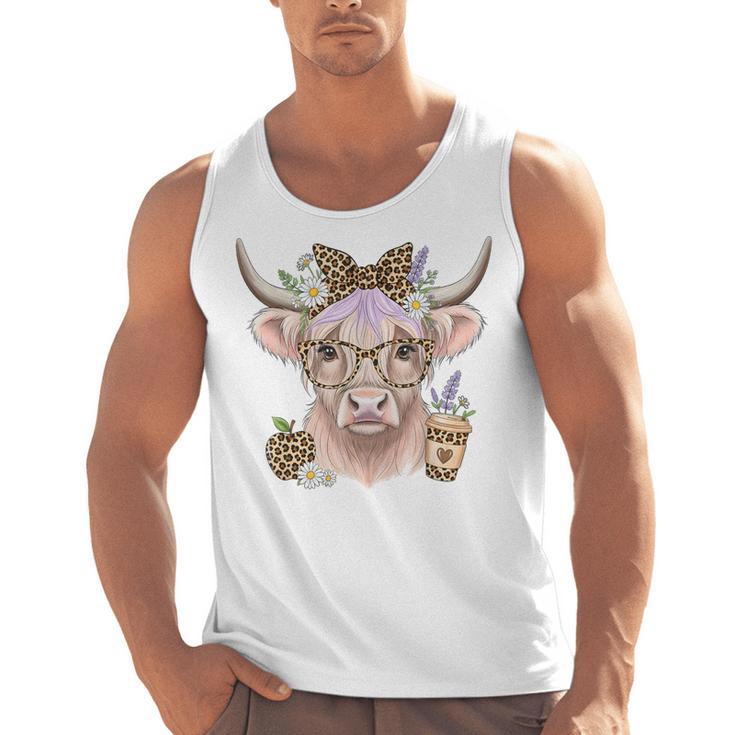 Cute Floral Highland Cow Back To School For Women Teacher Men Tank Top
