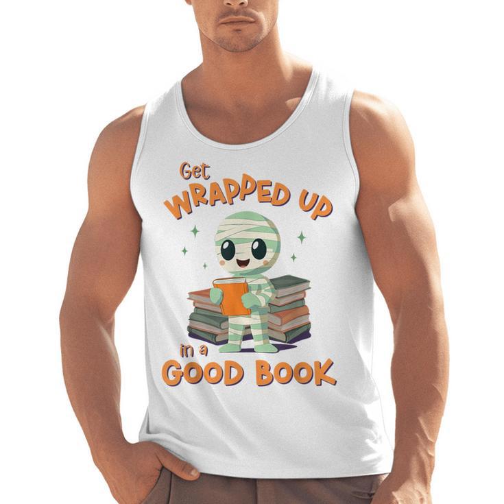 Cute Halloween Teacher Librarian Mummy Reading Books Men Tank Top