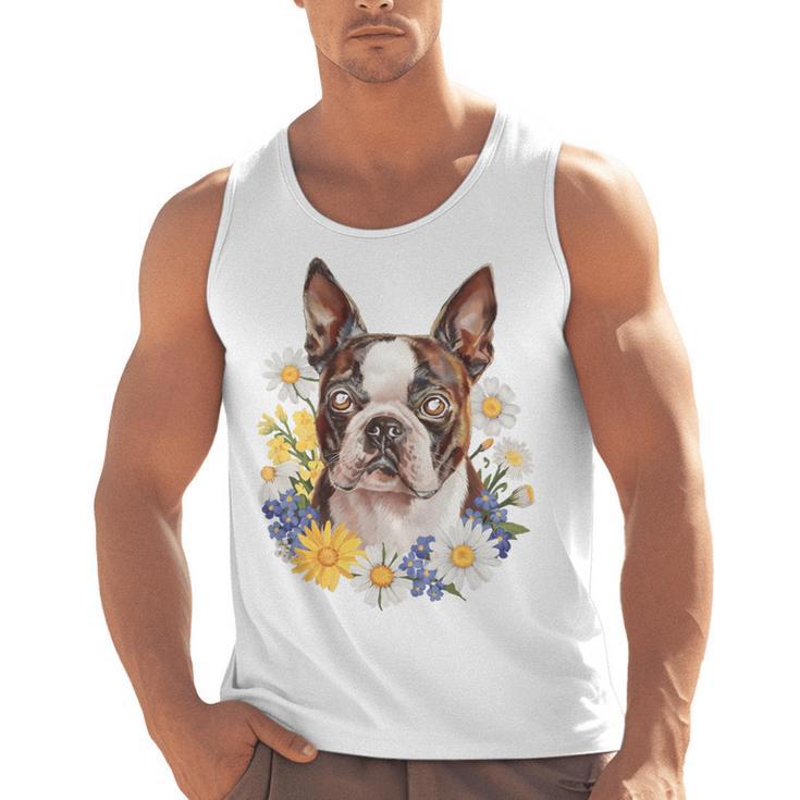 Floral Boston Terrier Men Tank Top, trending gift