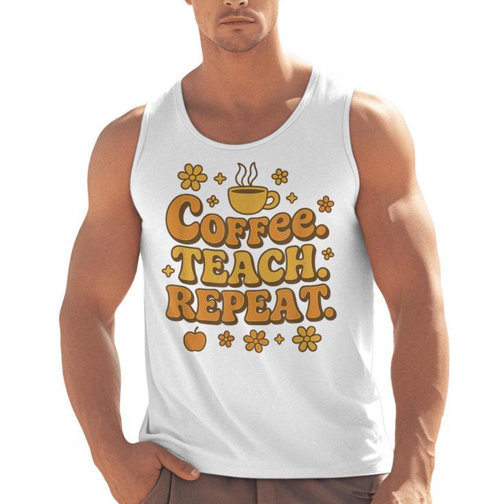 Groovy Coffee Teach Repeat Retro Teacher Men Tank Top