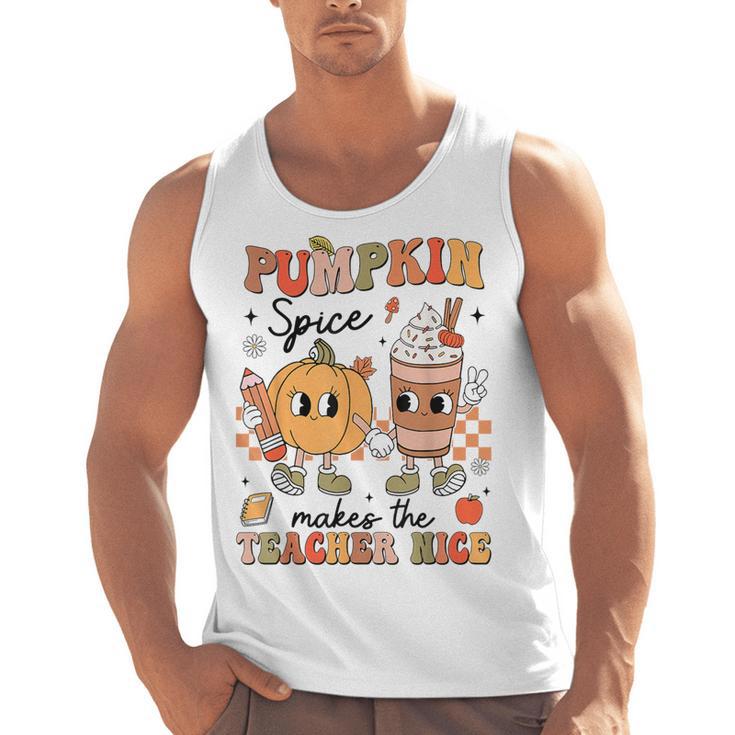 Groovy Pumpkin Spice Makes Teacher Nice Fall Thanksgiving Men Tank Top