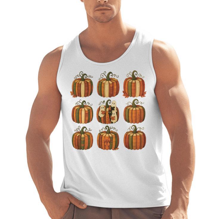 Halloween Teacher Fall Book Pumpkin Retro Reading Men Tank Top