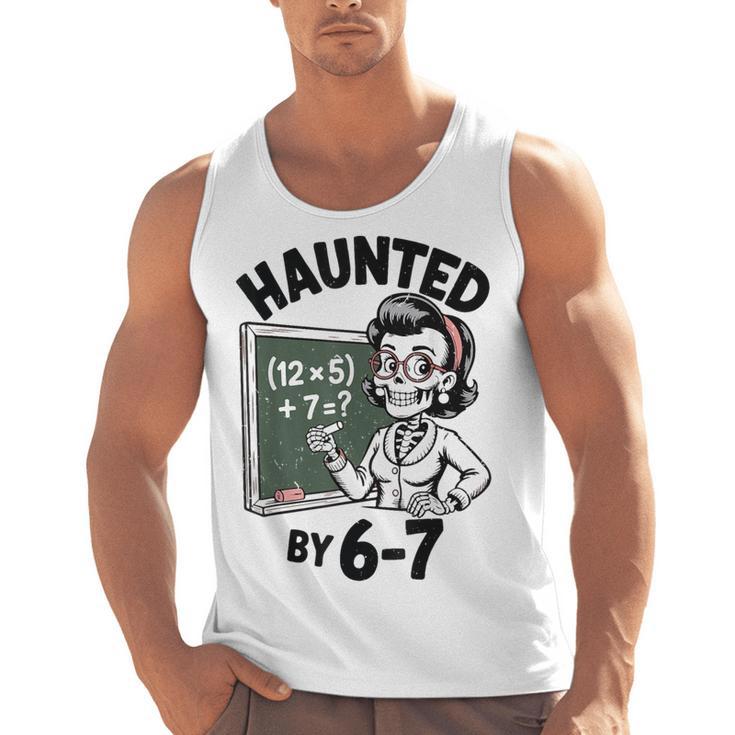 Haunted 67 Skeleton Math Teacher Halloween Costume Math Pun Men Tank Top