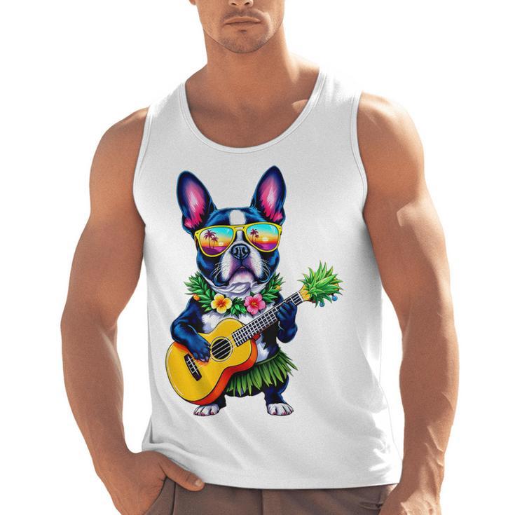 Hawaiian Boston Terrier & Pineapple Ukulele Summer Vacation Men Tank Top, trending gift
