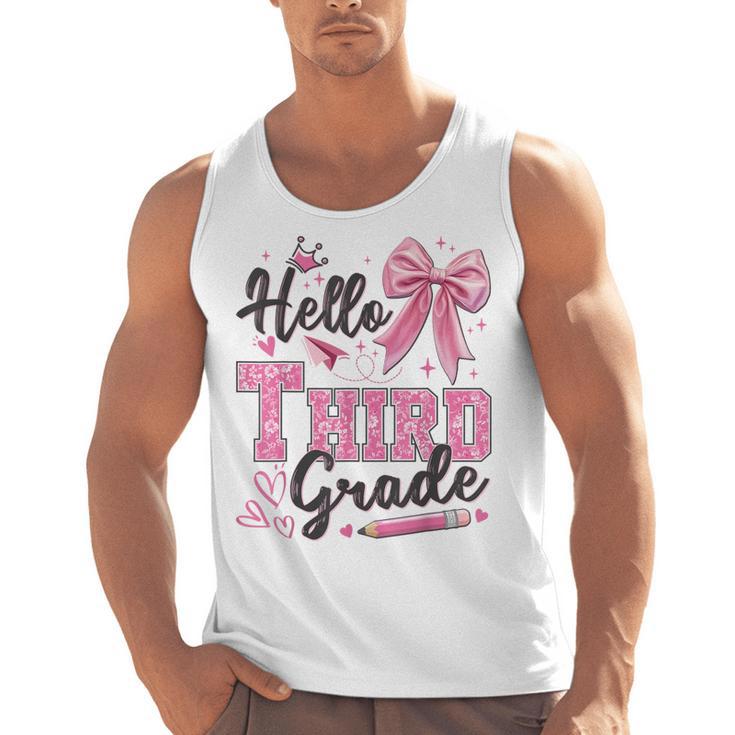 Hello Third Grade First Day Of School Coquette Teacher Girl Men Tank Top
