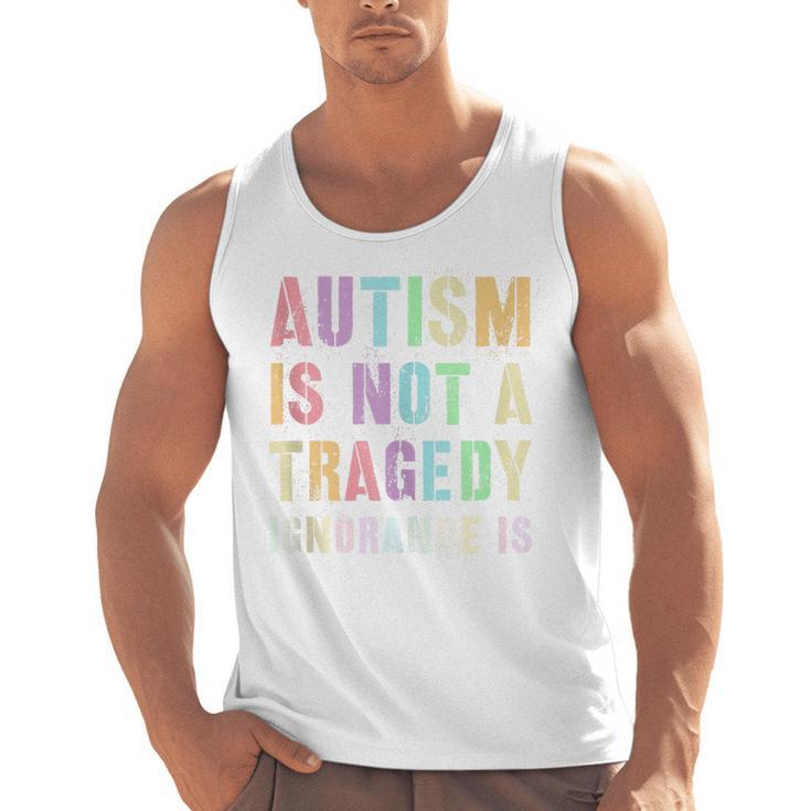 Kids AUTISM IS NOT A TRAGEDY IGNORANCE IS Proud Teacher Crew Men Tank Top