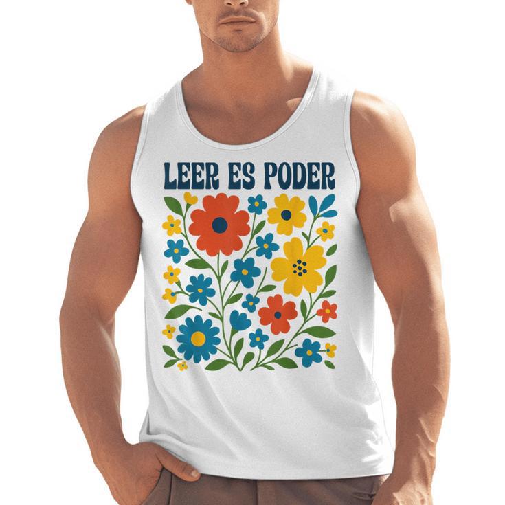 Leer Es Poder Cute Floral Boho Spanish Teacher Reading Men Tank Top