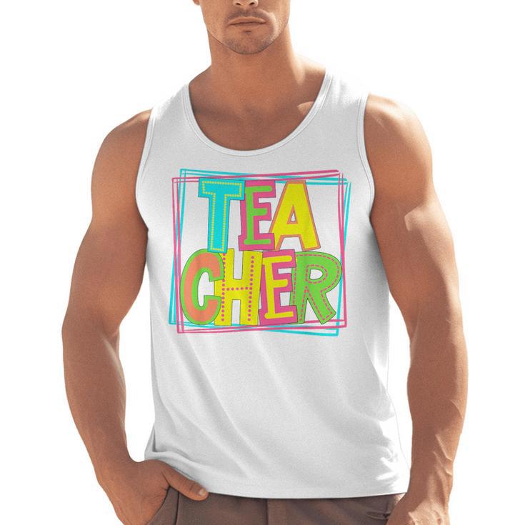 Neon Retro Teacher Cute Teacher Team New Teacher Back To Sch Men Tank Top