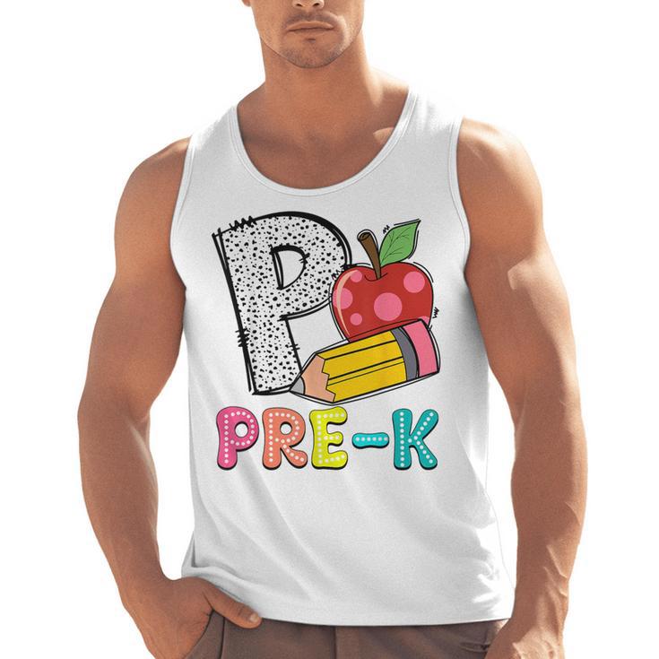 P Is For Pre-K Teacher Pencil Apple Back To School Men Tank Top
