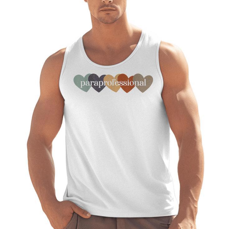 Paraprofessional Teacher Hearts Back To School Teach Rainbow Men Women Kids Men Tank Top