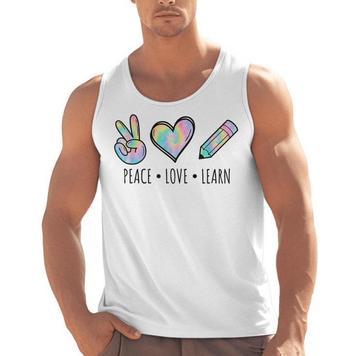 Peace Love Learn Tie Dye Teacher Kids 100th Days Of School Men Tank Top