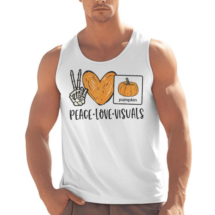 Peace Love Visuals Sped Teacher Pumpkin Skeleton Halloween Men Tank Top
