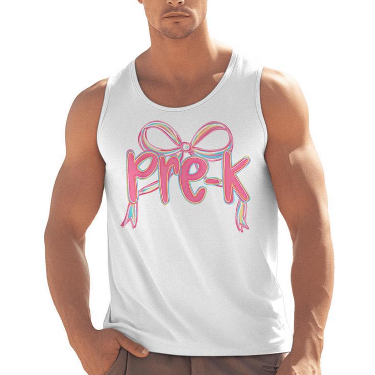 Preppy Pre k Back To School Pre-k Teachers Girls Cute Bow Men Tank Top