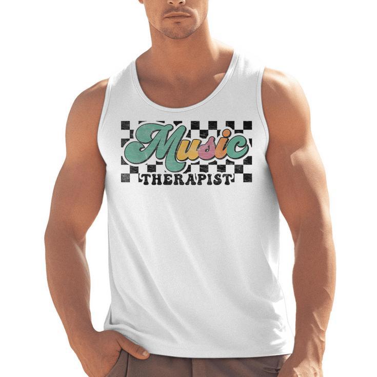 Retro Checkered Music Therapist Squad Music Therapy Teacher For Men Women Men Tank Top
