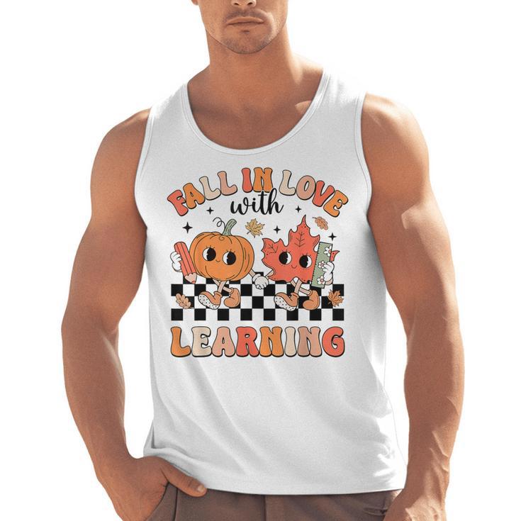 Retro Fall In Love With Learning Autumn Pumpkin Teacher Men Tank Top