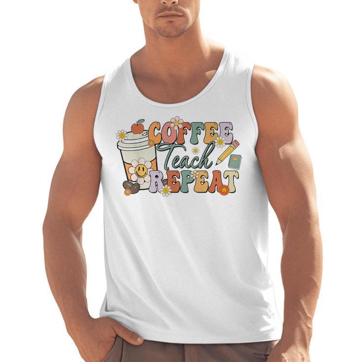 Retro Grovvy Coffee Teach Repeat Teacher Men Tank Top