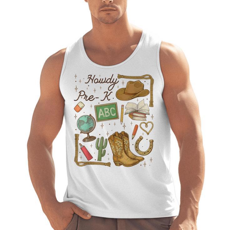 Retro Howdy Pre-K Back To School Western Teacher Men Tank Top