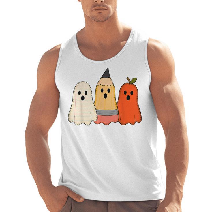 Retro Pencil Ghost Boo Spooky Teacher Halloween Costume Men Tank Top