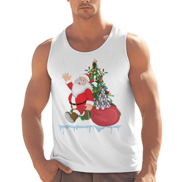 Santa Ugly Christmas Tree Lights Boston Terrier Dog Lover Men Tank Top, Boston Terrier Christmas Gifts, trending gift