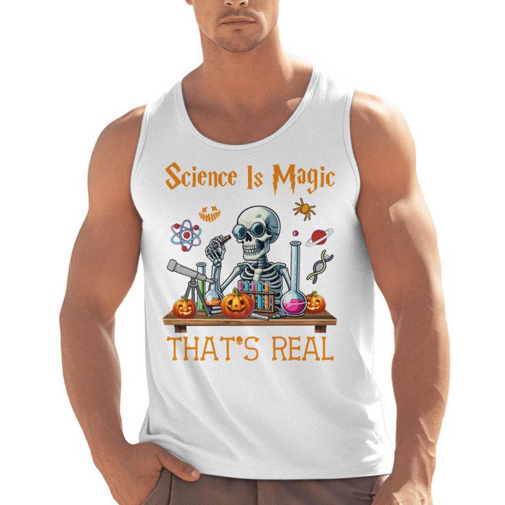 Science Is Magic Halloween Skeleton Students Teacher Men Tank Top