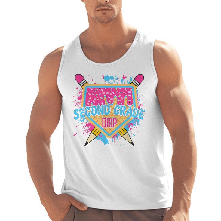 Second Grade Drip Ice Cream Home Plate Baseball Teachers Kid Men Tank Top