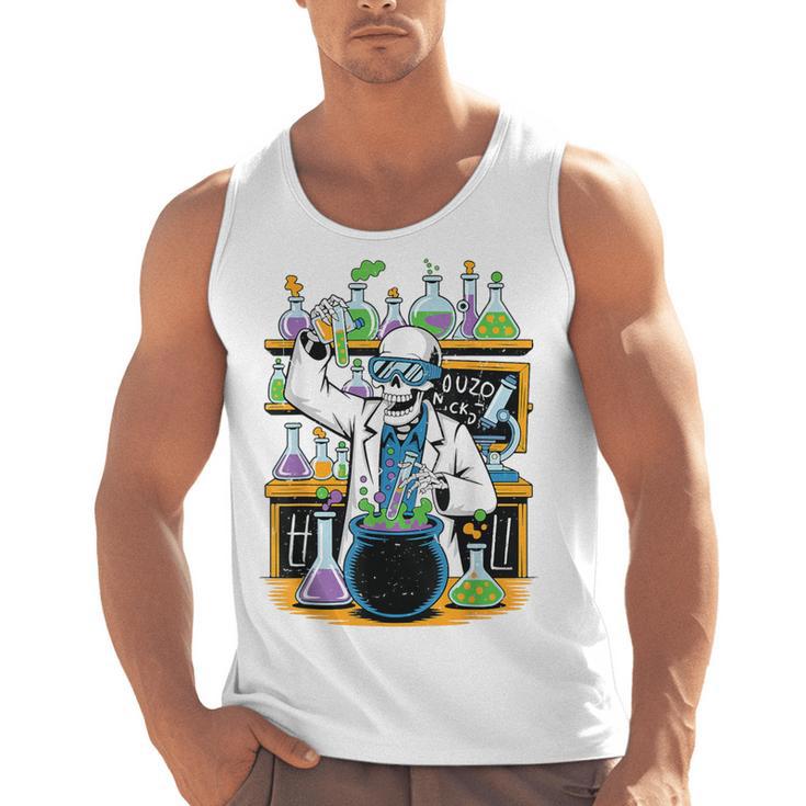 Skeleton Mad Scientist Halloween Costume Science Teacher Men Tank Top