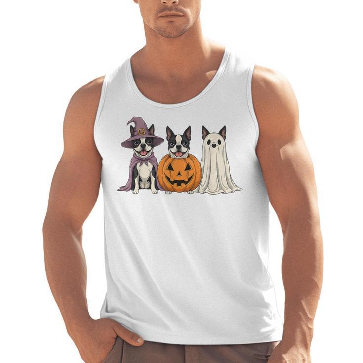 Spooky Ghost Boston Terrier Pumpkin Halloween Dog Lover Men Tank Top, Boston Terrier Ghost Gifts, Boston Terrier Halloween Gifts, trending gift