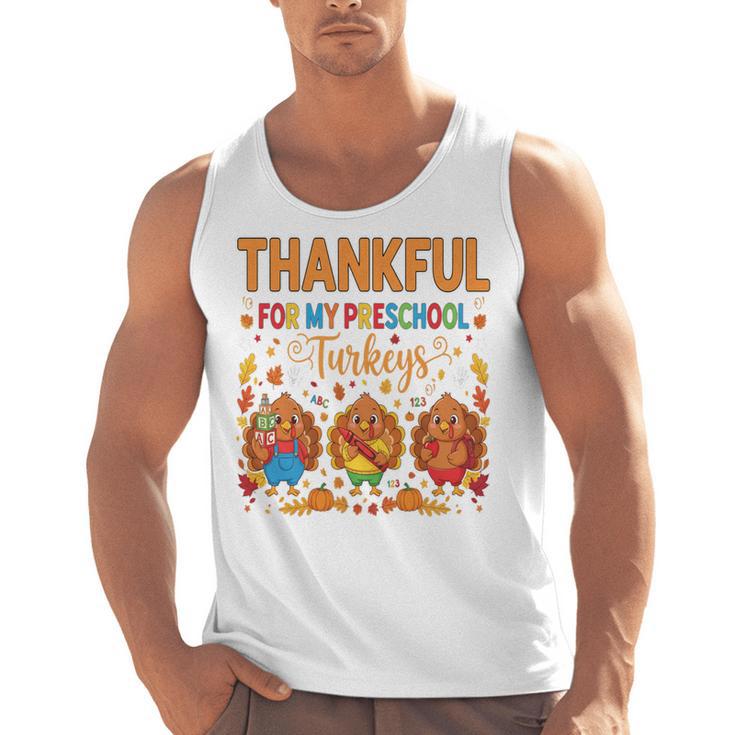 Teach Thanksgiving Teacher Thankful For My Preschool Turkeys Men Tank Top