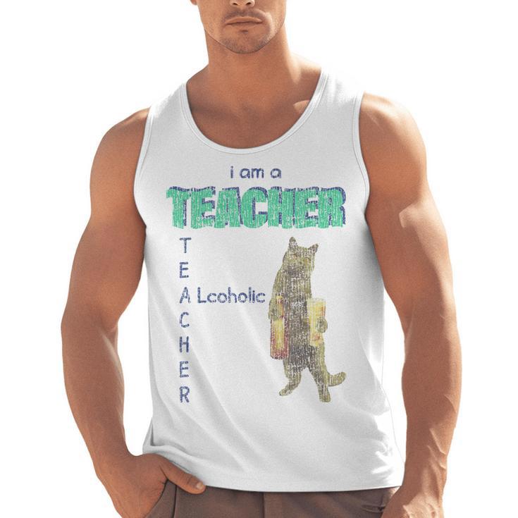 I Am A Teacher Alcoholic Cat Beer Feline Men Women Men Tank Top
