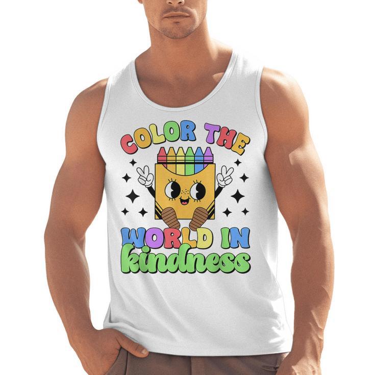 Teacher Back To School Color In Kindness Crayon Pencil Men Tank Top