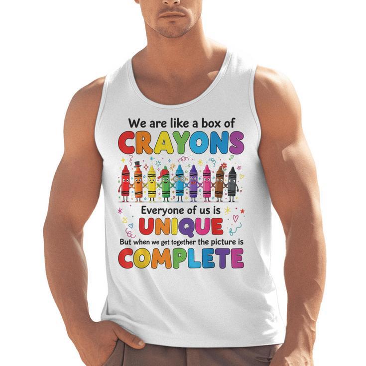 Teacher We Are Like a Box Of Crayons Back To School Men Tank Top