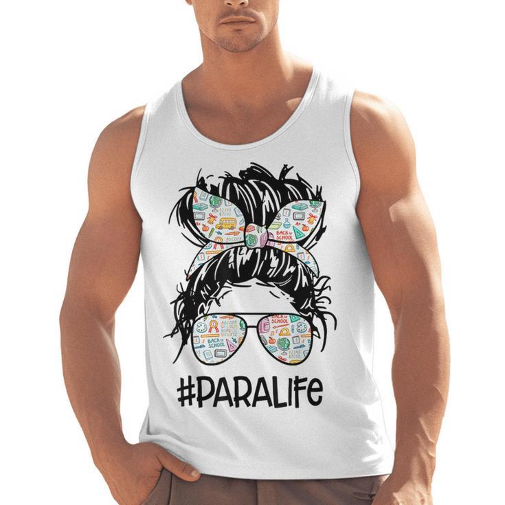 Teacher Para Life Tee Paraprofessional Cute Messy Bun Men Tank Top