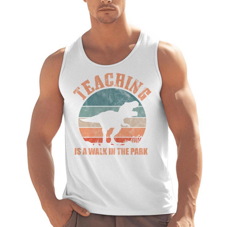 Teaching Is A Walk In The Park Teacher T-Rex Retro Men Tank Top