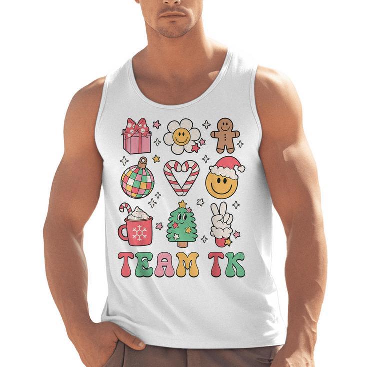 Team TK Teacher Christmas Groovy Smile Face Girl Boy Kid TK Men Tank Top