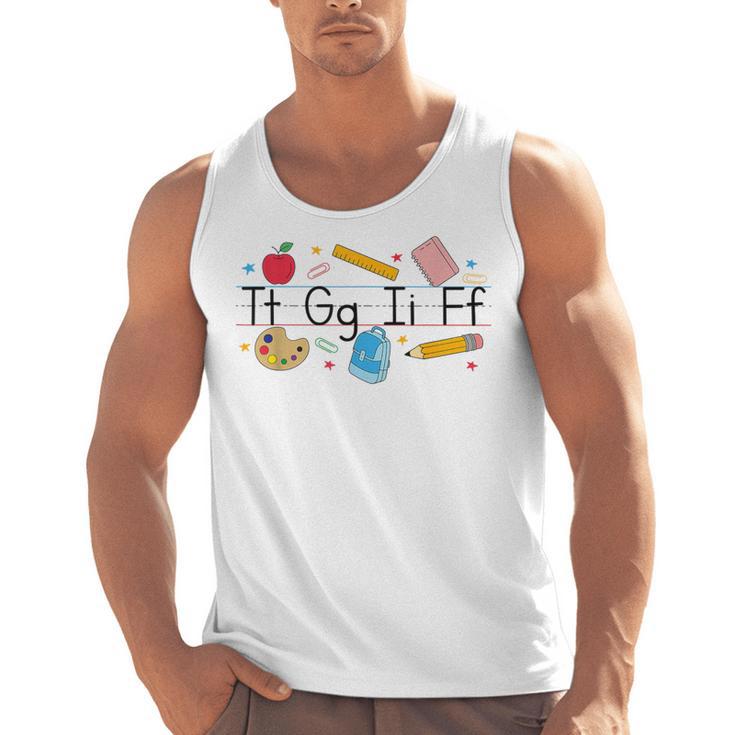 TGIF Teacher Alphabet Kindergarten Teacher Appreciation Men Tank Top