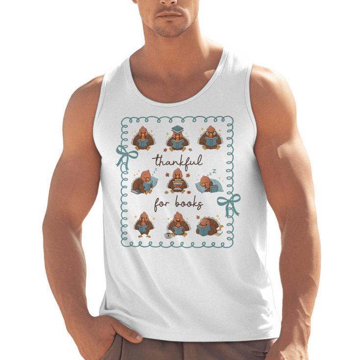 Thankful For Books Turkey Reading Book Lovers Fall Teacher Men Tank Top