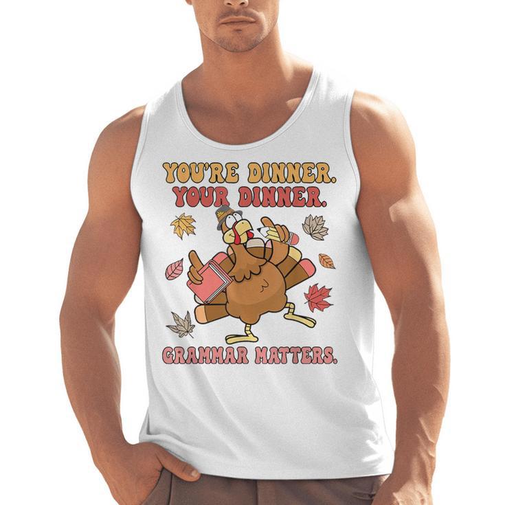 Thanksgiving Grammar Thankful English Teacher Fall Turkey Men Tank Top