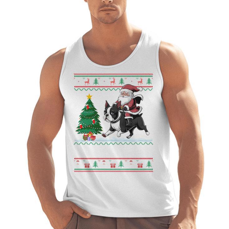 Xmas Tree Lighting Santa Riding Boston Terrier Christmas Men Tank Top, Boston Terrier Christmas Gifts, Boston Terrier Riding Gifts, trending gift