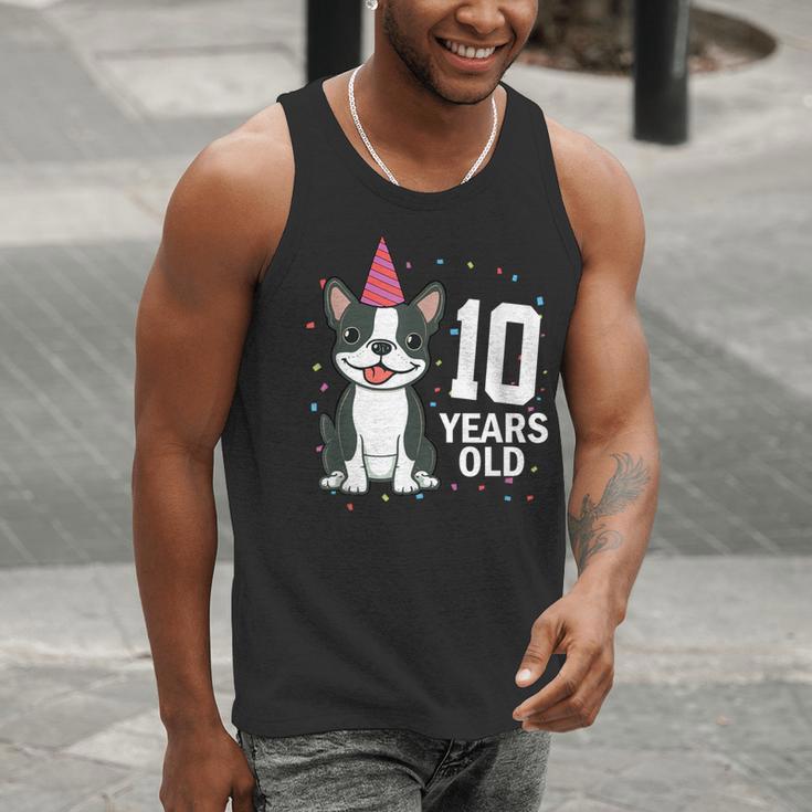 10 Years Old Birthday Boston Terrier Dog Lover 10th Party For Men Women Kids Men Tank Top, funny gift