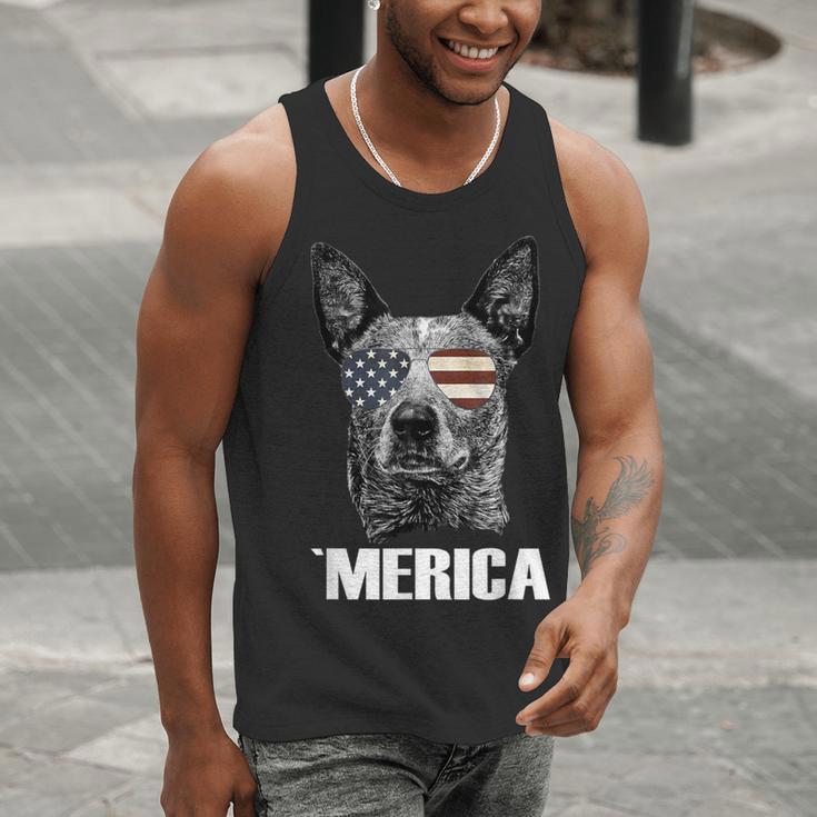 4th July Blue Heeler Dog Merica Patriotic USA Flag Cute Men Tank Top, funny gift