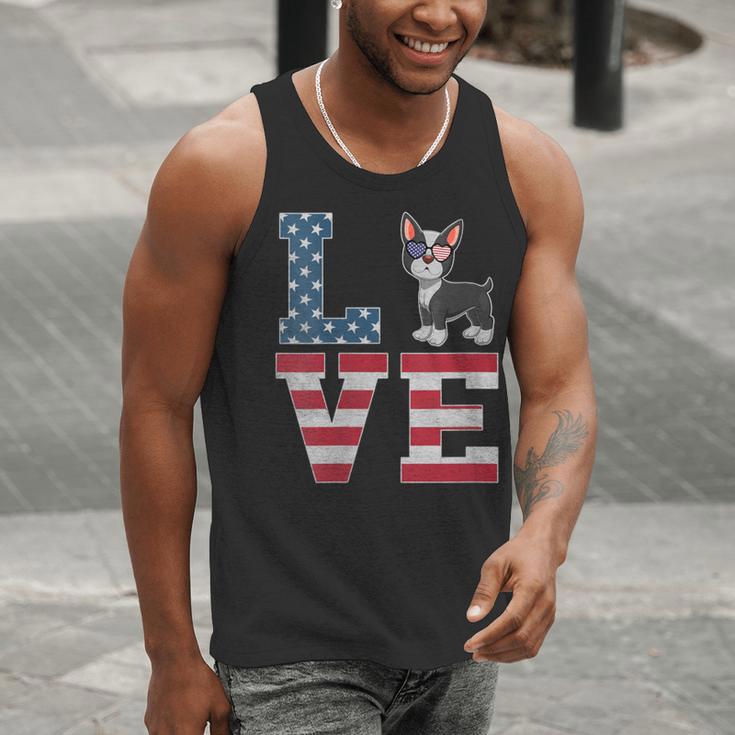 4th Of July Decor Patriotic LOVE Boston Terrier USA Flag Men Tank Top, Patriotic Boston Terrier Tank Tops, Boston Terrier 4th Of July Tank Tops, funny gift