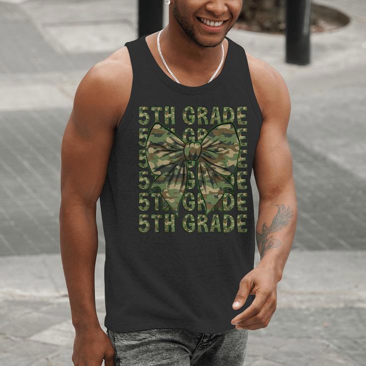 5th Grade Teacher Student Camo Bow Back To School Men Tank Top, funny gift