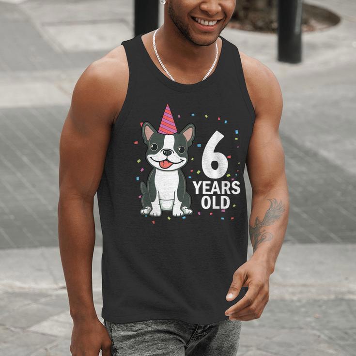 6 Years Old Birthday Boston Terrier Dog Lover 6th Party Kid Men Tank Top, funny gift